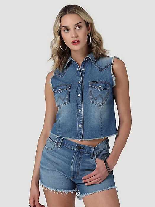 Short top jean vest