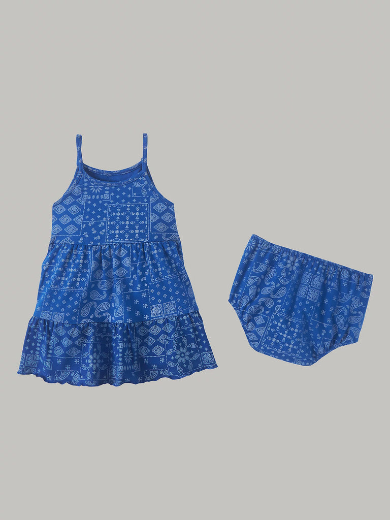 Baby Girl's Wrangler Blue Bandana Print Dress Set