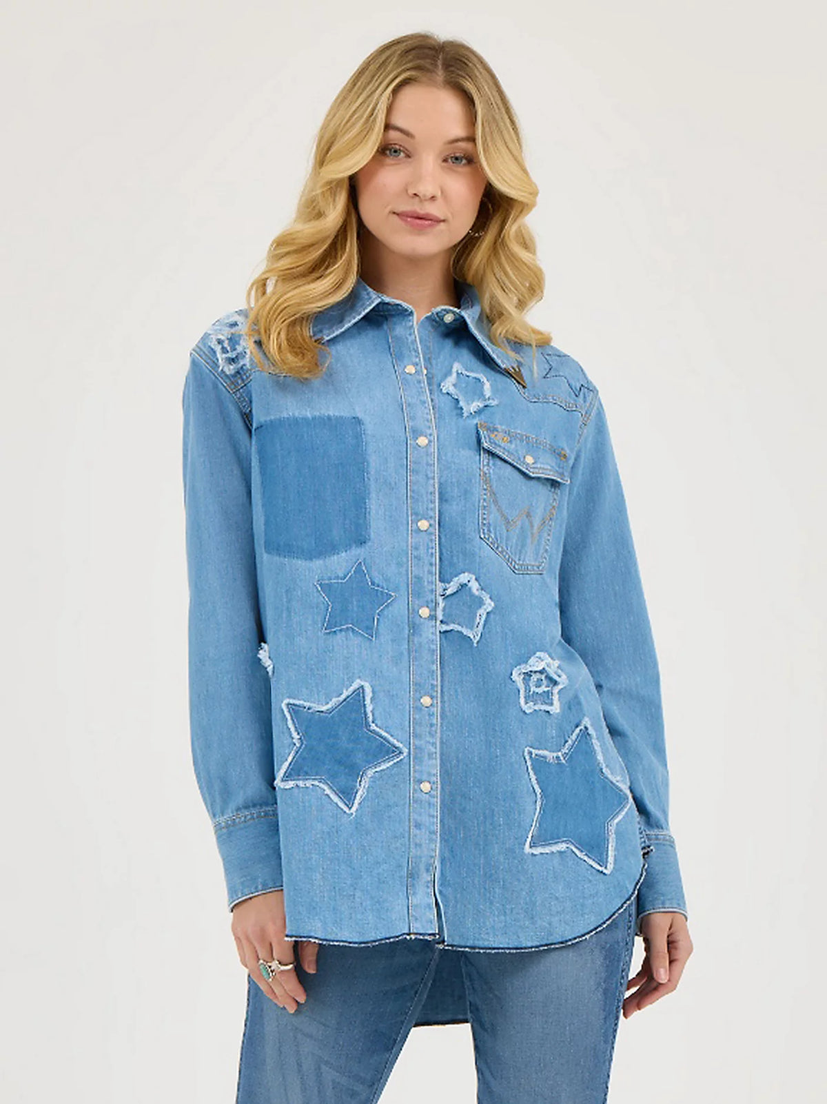 希少 RRL Wrangler Western Shirt 2014FW L 星 Women's Wrangler LW Stardust Denim Shirt | Let's Ride Boots and