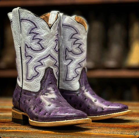 Girl's Tanner Mark Merritt Purple Ostrich Print Boot