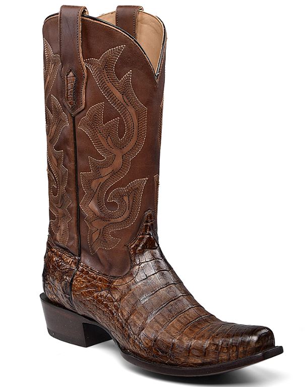 Men's Corral Honey-Brown Caiman with Embroidery Narrow Square Toe Boot