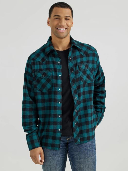 Men's Wrangler Retro Flannel Teal | Let's Ride Boots and Apparel