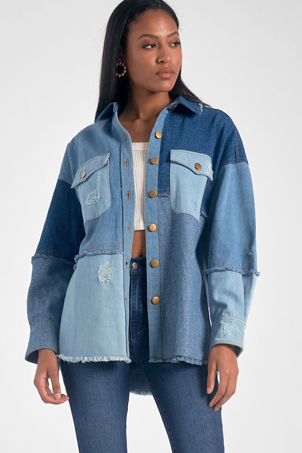 Women s Elan Patchwork Denim Jacket Let s Ride Boots and Apparel