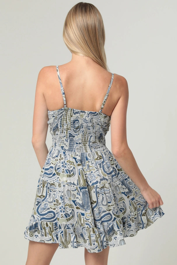 Women's Angie Blue Western Print Dress