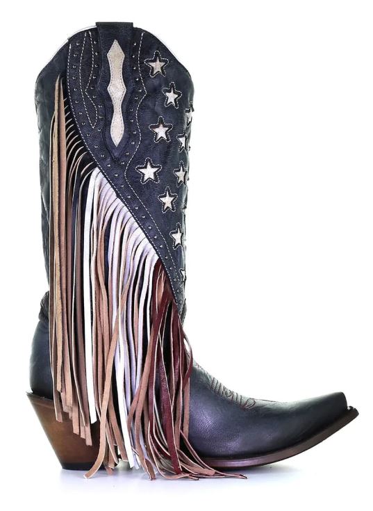 Corral Women's Boot Barn Exclusive Stars & Stripes Fringe Tall Western