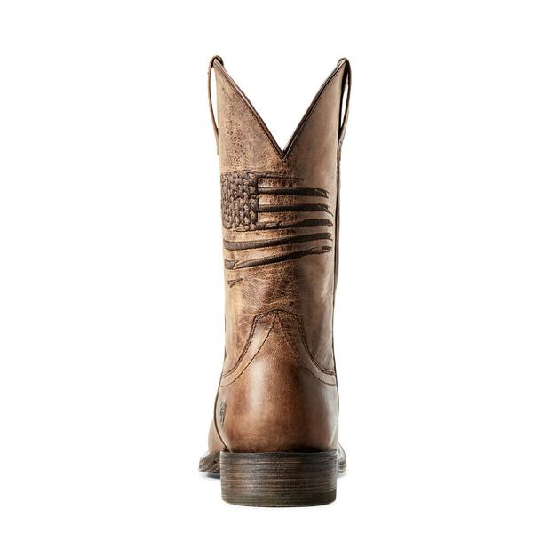 Ariat 10D Men\'s Circuit Patriot Weathered Tan Embroidered Flag Square Toe Boots Ariat® Men main image 4