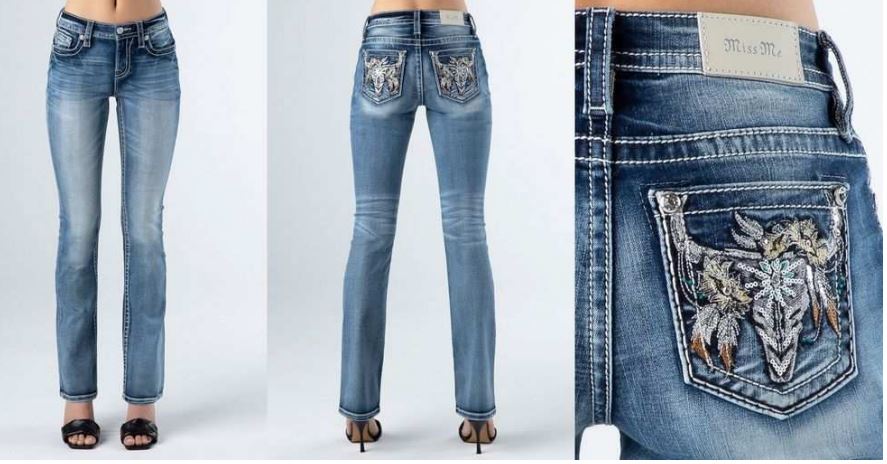 Calça Miss Me Feminina Jeans Importada With Feather Design
