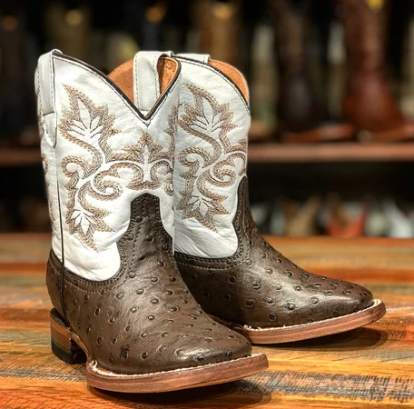 Kid's Tanner Mark Shane Ostrich Print Boot Let's Ride Boots and