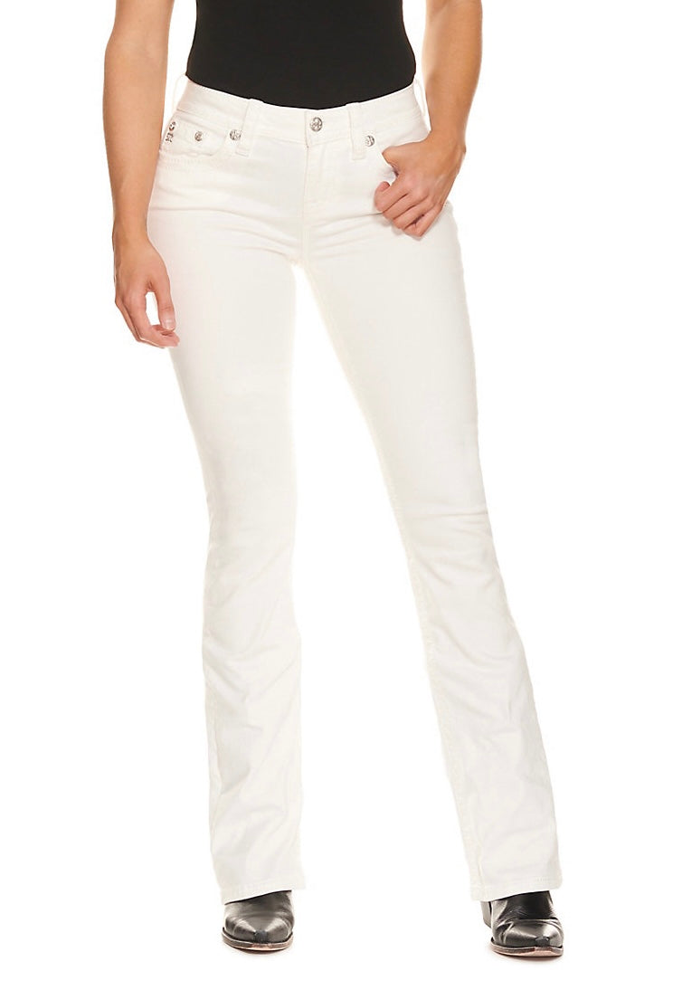 Women's White Solid Bootcut Jeans - MISS CHASE