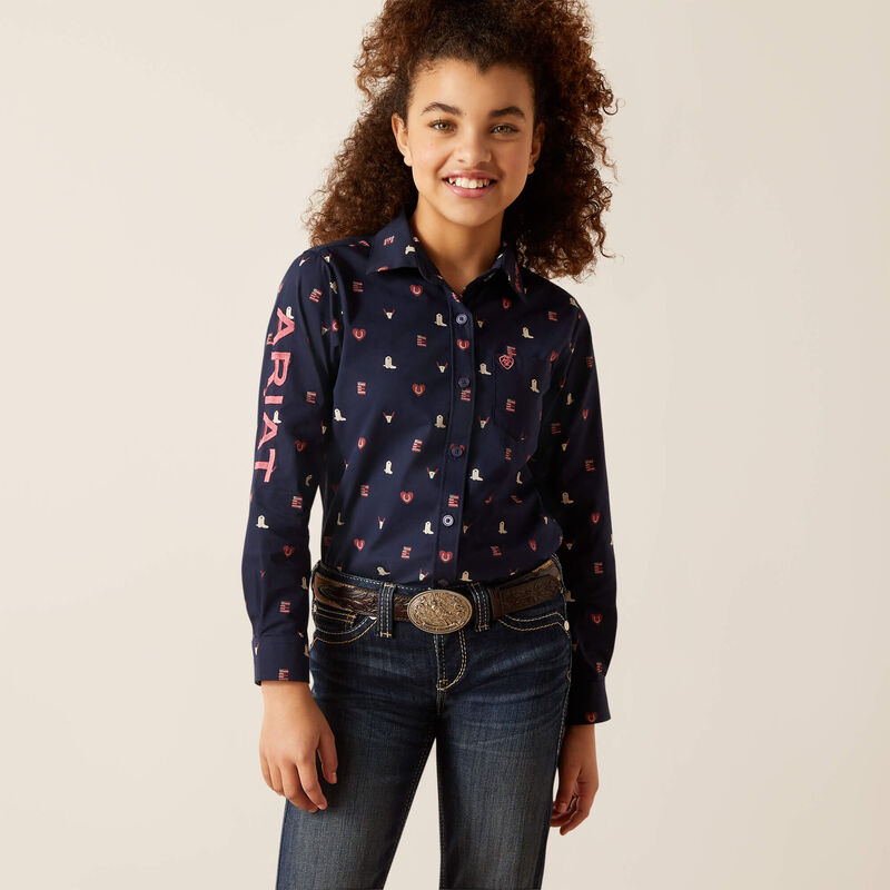 Girl's Ariat Team Kirby Long Sleeve Western Print Shirt