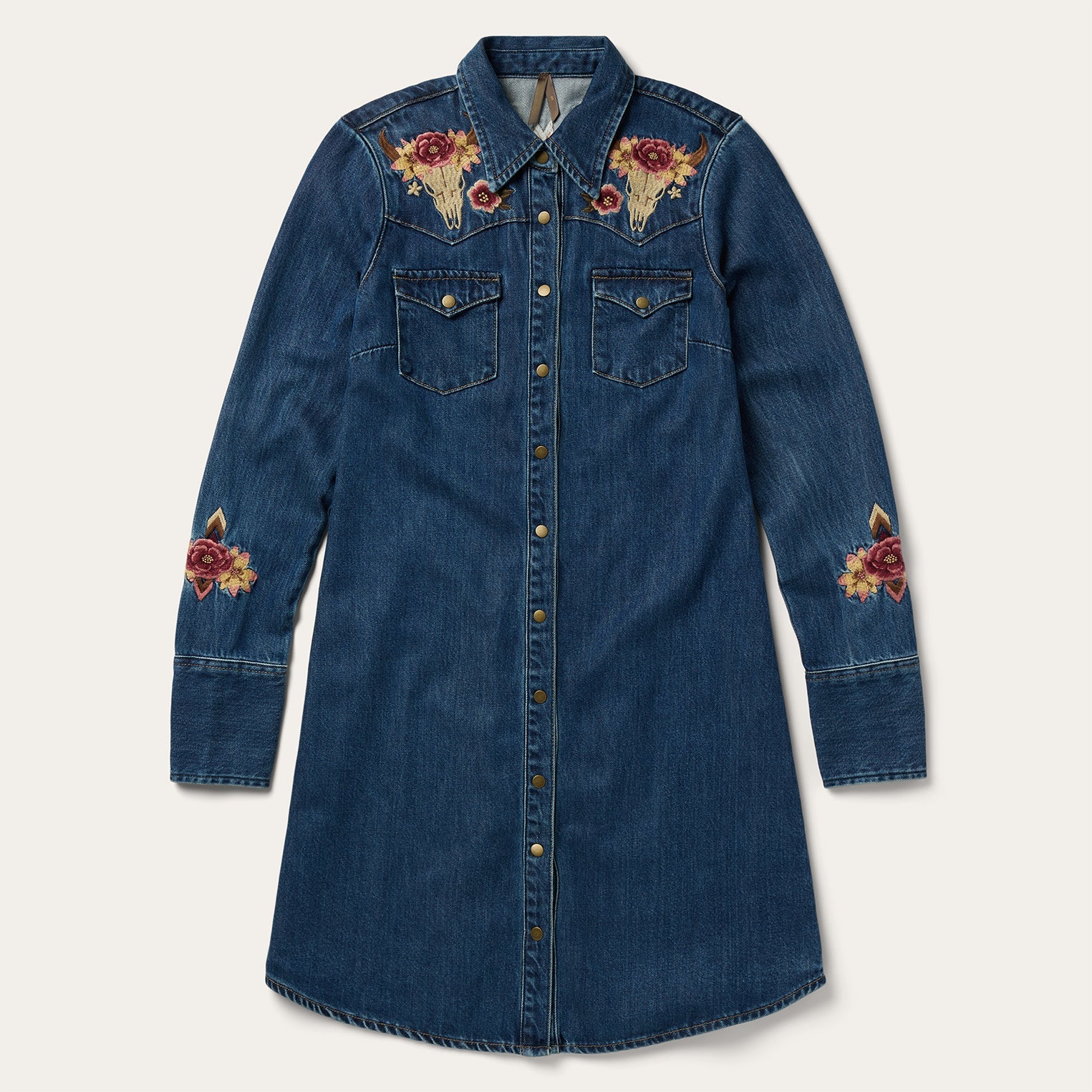 Women's Stetson Emb Floral Denim Dress | Let's Ride Boots and Apparel Women's Stetson Emb Floral Denim Dress | Let's Ride Boots and Apparel