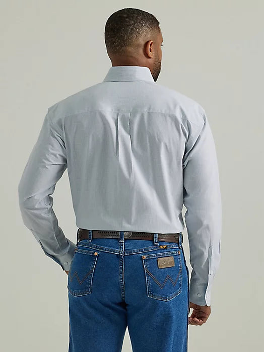 Men's Wrangler Goerge Strait White/Blue Check Long Sleeve Shirt