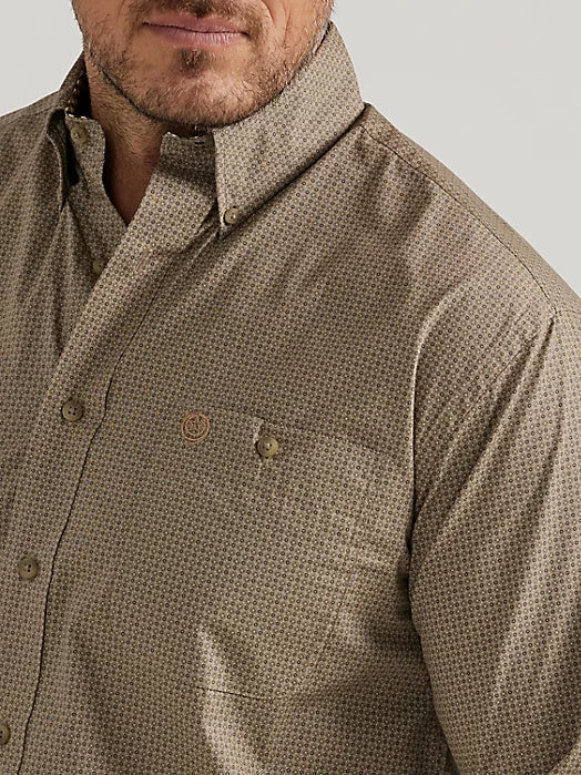 Men's Wrangler George Strait Tan Circle Print Button Down Shirt