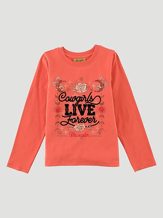 Girl's Wrangler Cowgirls Live Forever Long Sleeve Graphic Tee