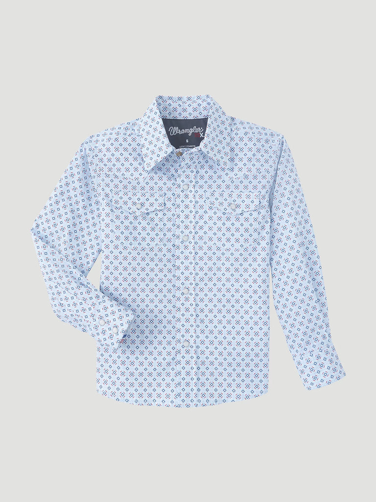 Boy's Wrangler 20X Blue Vibes Long Sleeve Snap Shirt