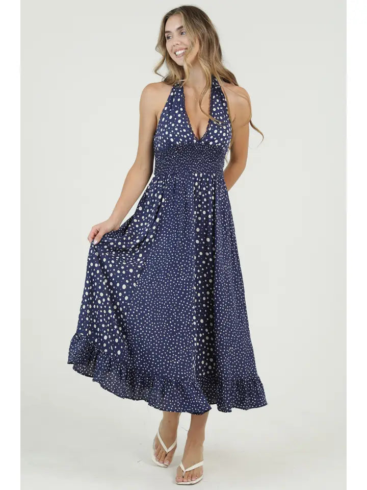 Women's Angie Blue Halter Maxi Dress