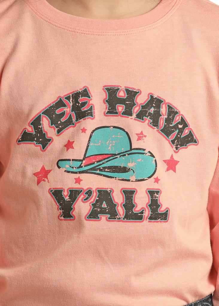 Girl's Rock & Roll Yee Haw Y'all Long Sleeve Graphic Tee