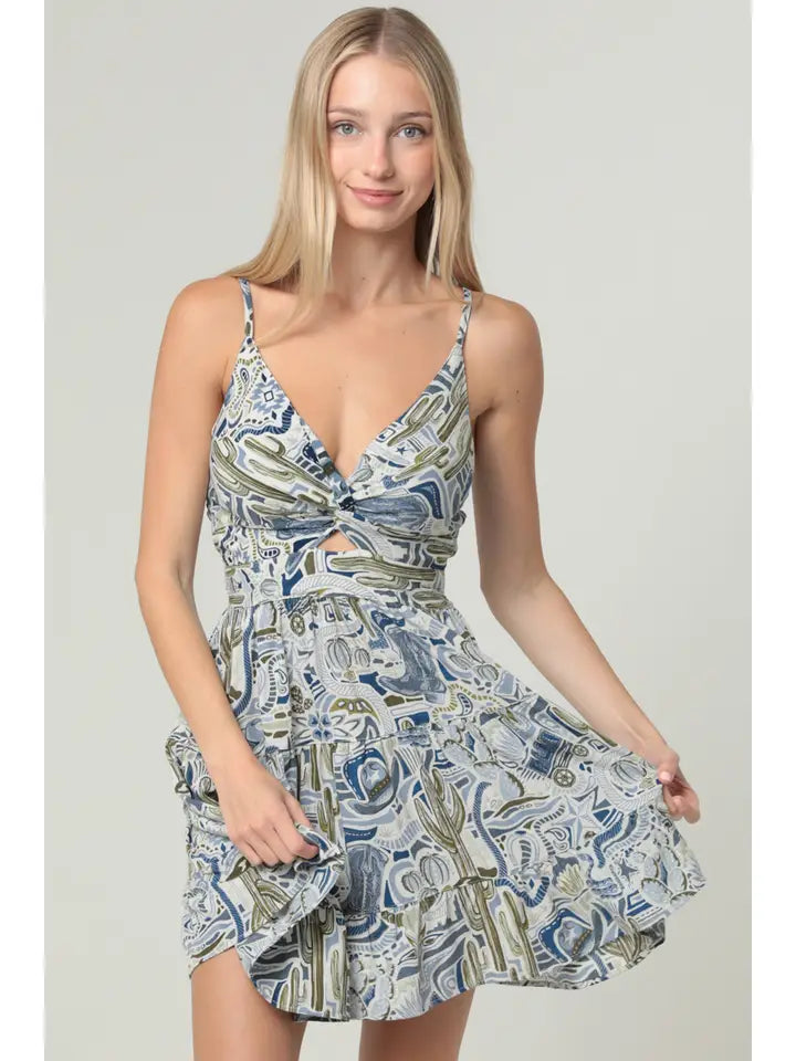 Women's Angie Blue Western Print Dress