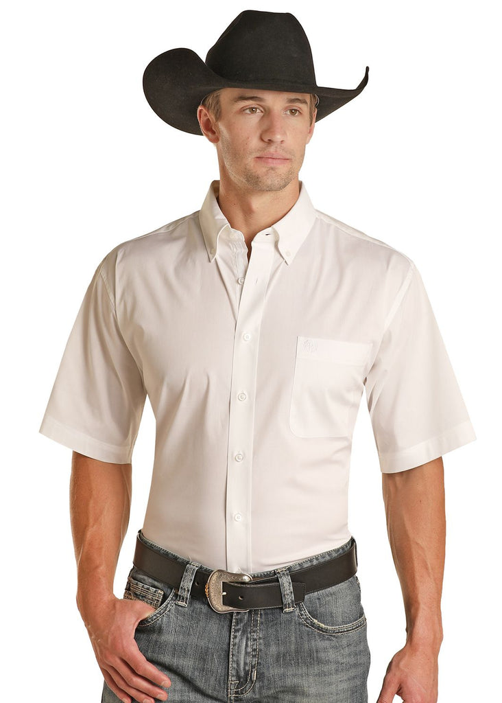 Men's Panhandle White Short Sleeve Button Down