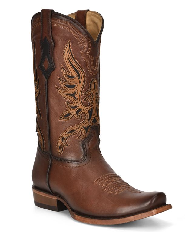 Men's Corral Brown Overlay & Embroidery Boot