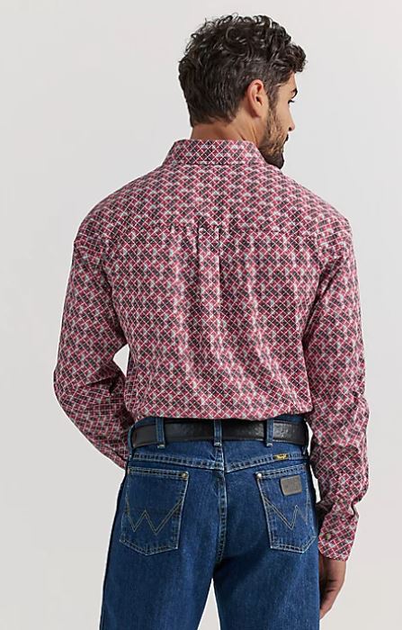 Men's Wrangler George Strait Red Multi Print Shirt