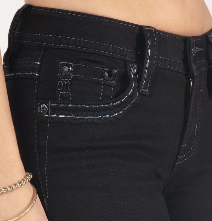 Women's Miss Me Silver Stitch Black Jean | Let's Ride Boots and