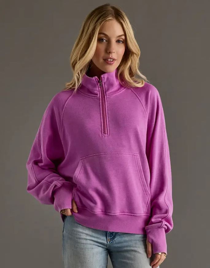 ★SweetP★ Women's Panache Purple 1/4 Zip Sweatshirt | Let's Ride Boots and