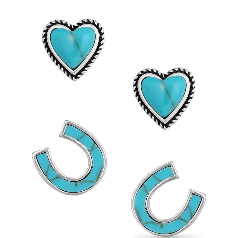 Montana Silversmiths Heart & Horseshoe Turquoise Earrings