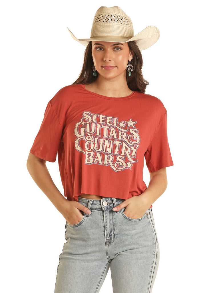 Women's Rock & Roll Cropped Country Bars Graphic Tee