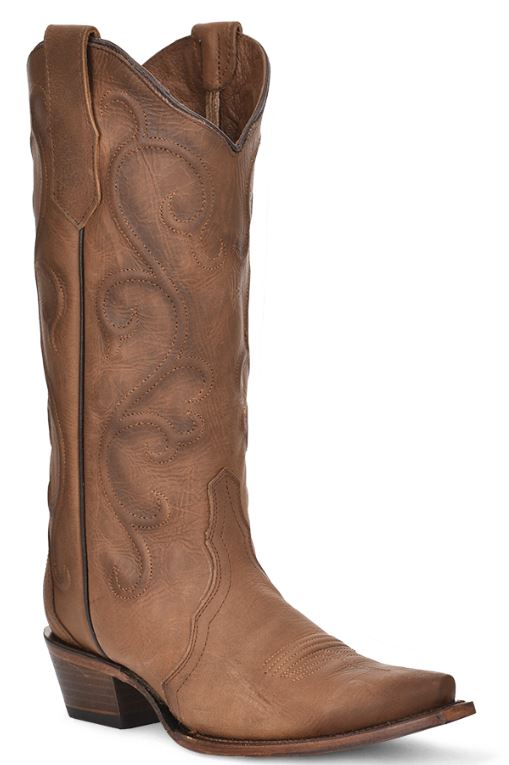 Women's Circle G Cinnamon Brown Embroidered Snip Toe Boot