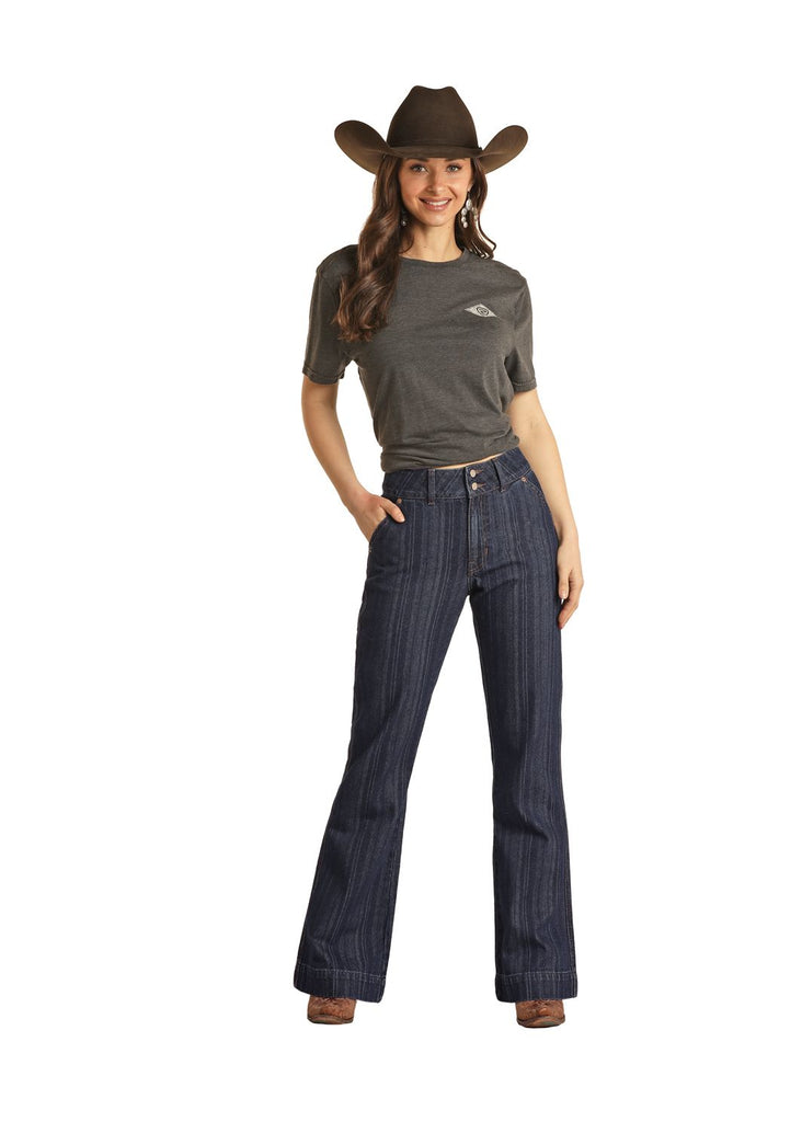 Women's Rock & Roll Jacquard High Rise Trouser Jean