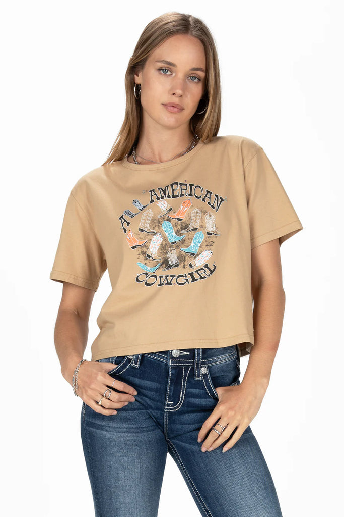 Women's Miss Me All American Cowgirl Graphic Tee