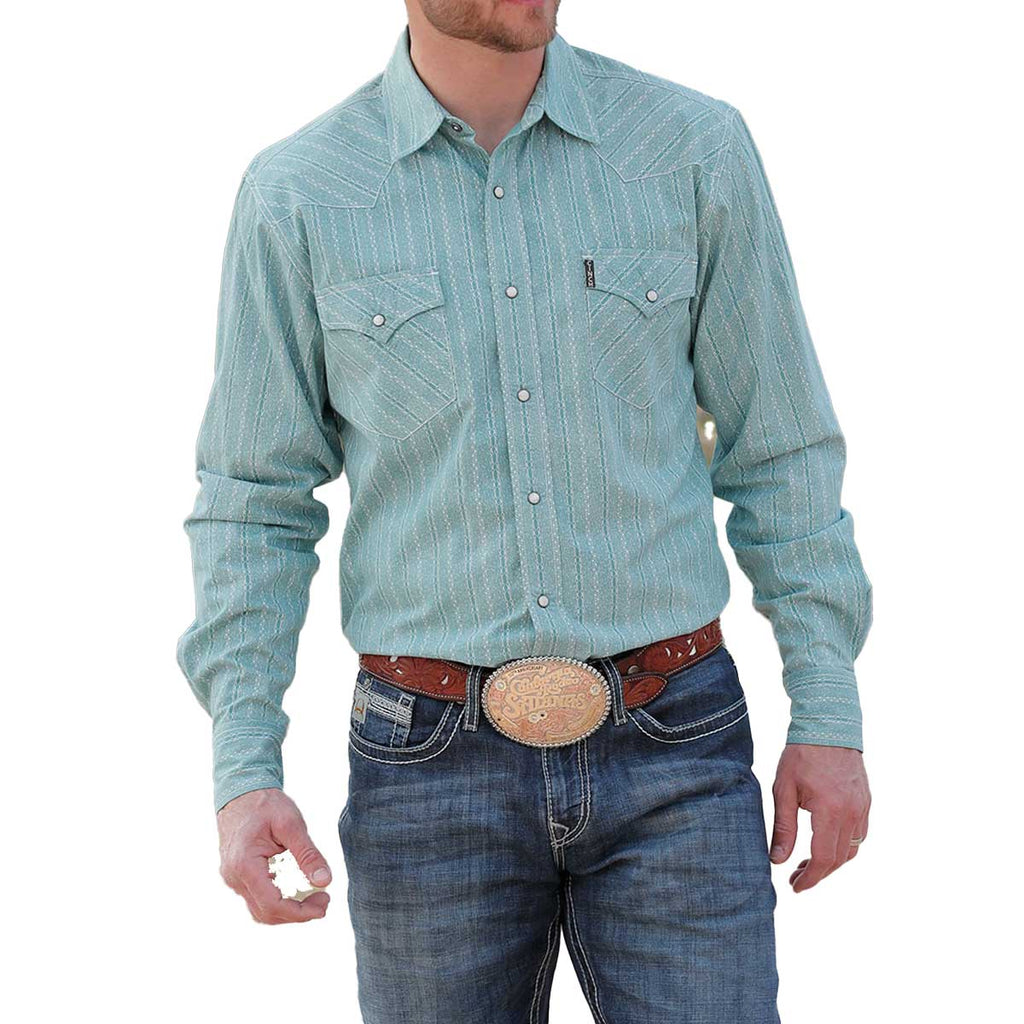 Men's Cinch Modern Fit Turquoise Long Sleeve Snap Shirt