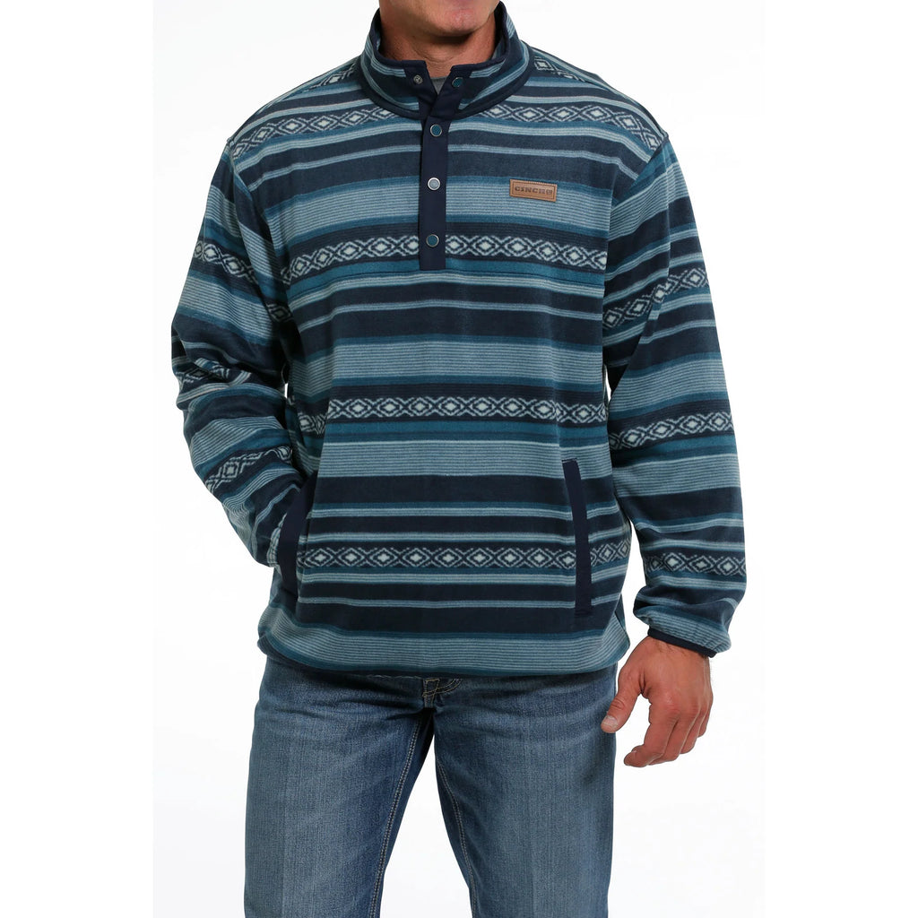 Men's Cinch Blue Print Polar Fleece Snap Pullover