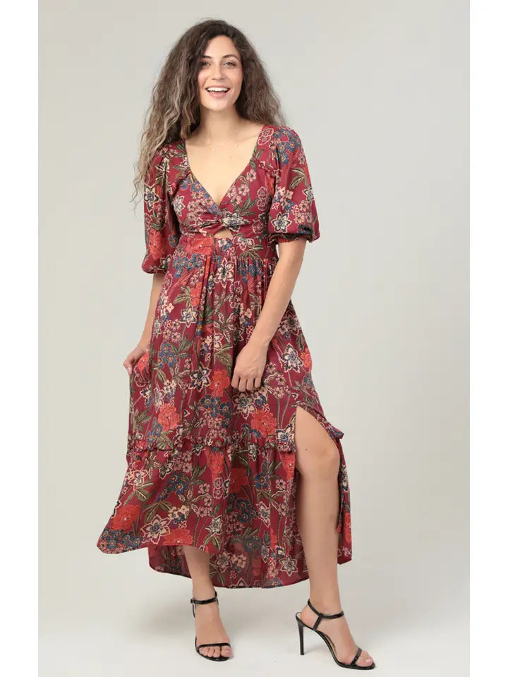 angie twist front maxi dress Women's Angie Twist Front Maxi Floral Print Dress