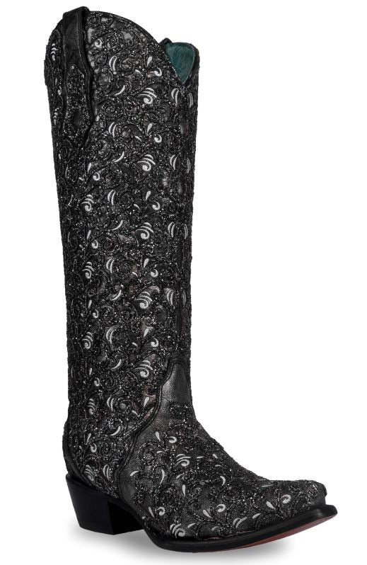 Women's Corral Black Glitter Embroidered Boot