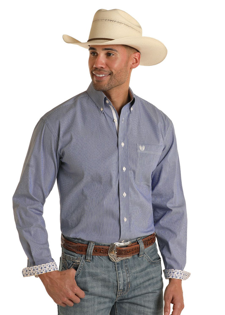 Men's Panhandle Rough Stock Stripe Long Sleeve Button Down Shirt