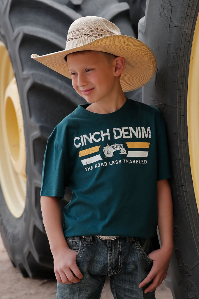 Boy's Cinch Denim Tractor Logo Graphic Tee