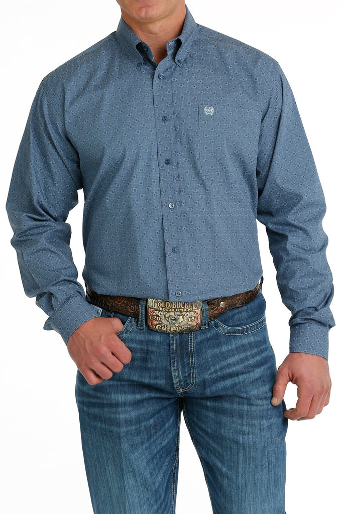 Men's Cinch Blue Multi Print Long Sleeve Button Down Shirt