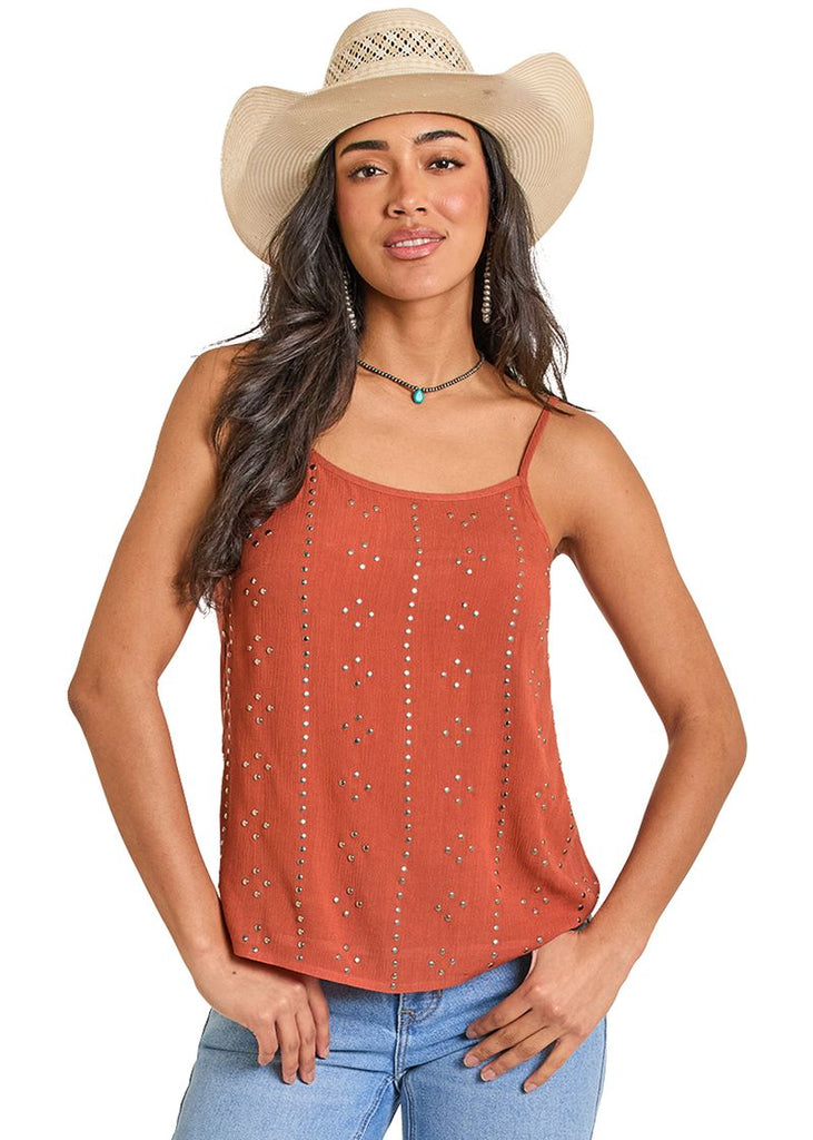 Women's Rock & Roll Rust Studded Cami | Let's Ride Boots and Apparel