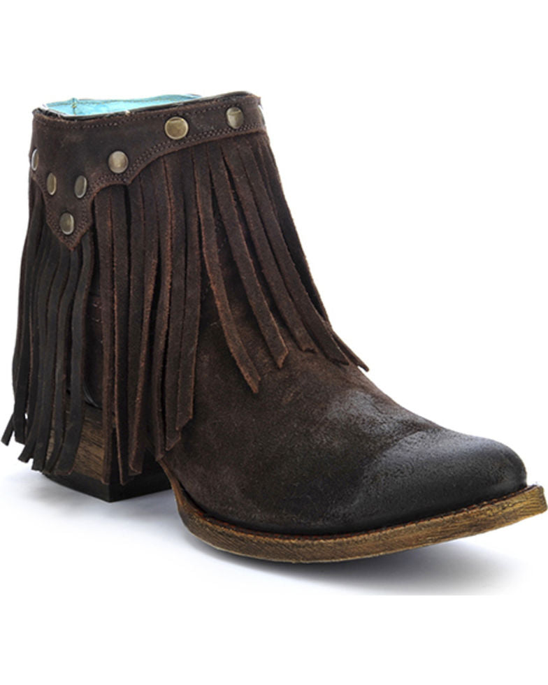 Women's Corral Brown Fringe Ankle Boot