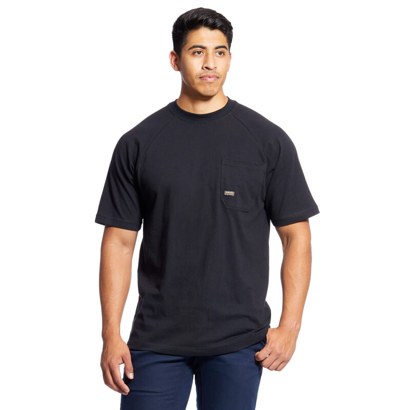 Men's Ariat Rebar Cotton Strong Black Short Sleeve Shirt