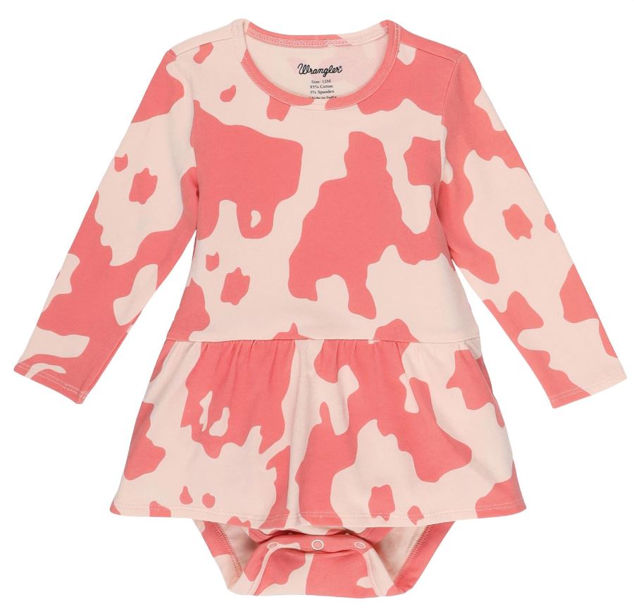 Baby Wrangler Pink Cow Print Onesie