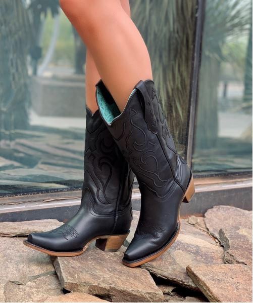 Women's Corral Black Stitch Snip Toe Boots