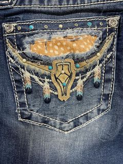 Women's Miss Me Longhorn Feather Bootcut Jeans