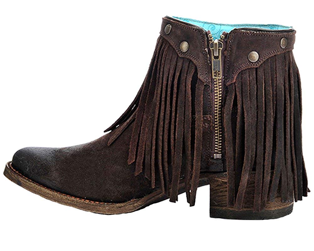 Women's Corral Brown Fringe Ankle Boot