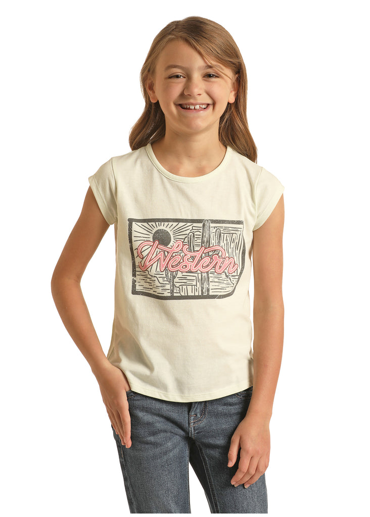 Girl's Rock & Roll Western Graphic Cap Sleeve