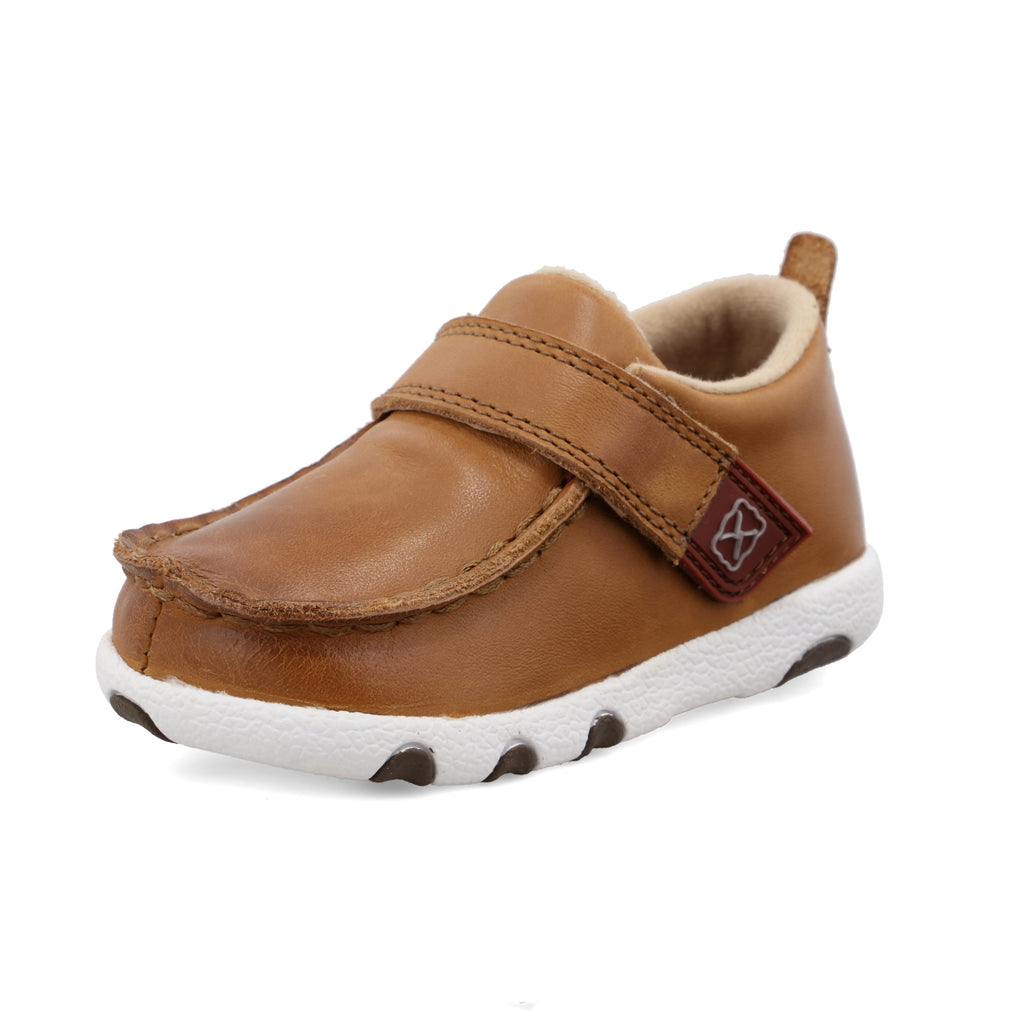 Infant Twisted X Tan Leather Velcro Driving Moc
