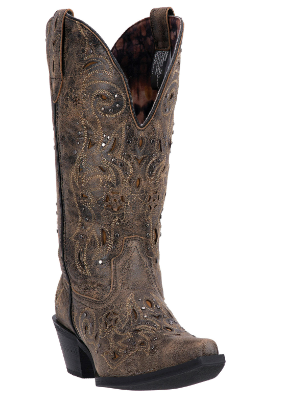 Women's Laredo Black/Tan Snip Toe Boots