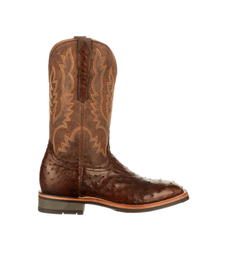 Men's Lucchese Chocolate Ostrich Square Toe Boot